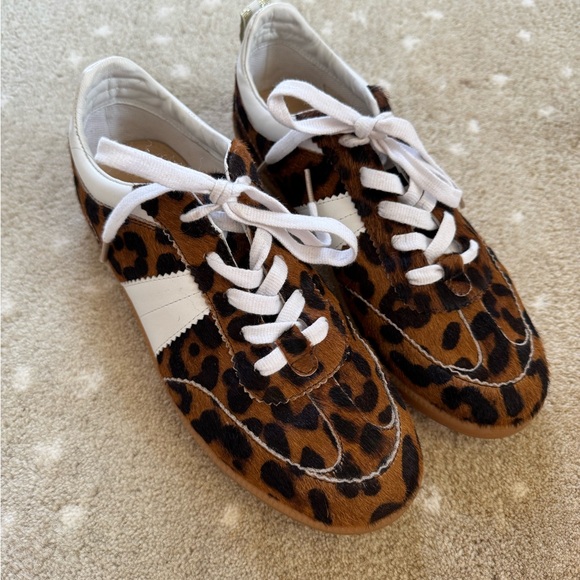 Boden Leopard Print Ponyhair Sneakers with White Accents - Picture 1 of 3